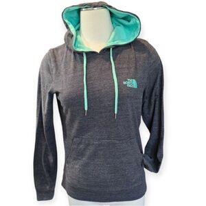 The North Face - Women's Gray Hoodie with Teal Blue Accents Size Medium
